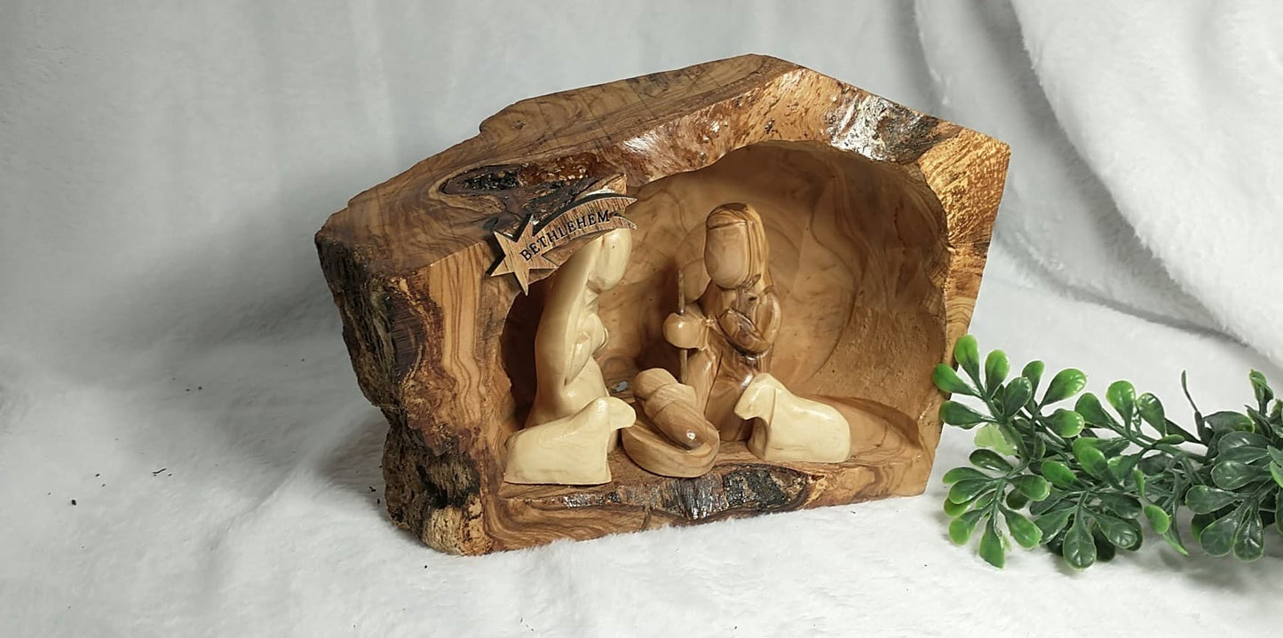 nativity set hand carved olive wood