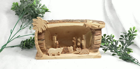 Nativity set hand carved olive wood