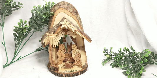 Nativity set olive wood hand carved