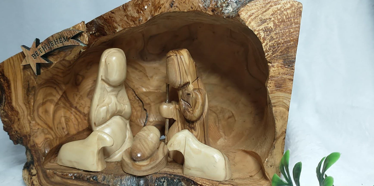 nativity set hand carved olive wood